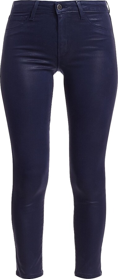 L'Agence Women's Margot High-Rise Ankle Skinny Coated Jeans - Navy Coated - Size 24