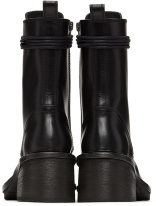 Ann Demeulemeester Black Chunky-Heel Combat Boots
