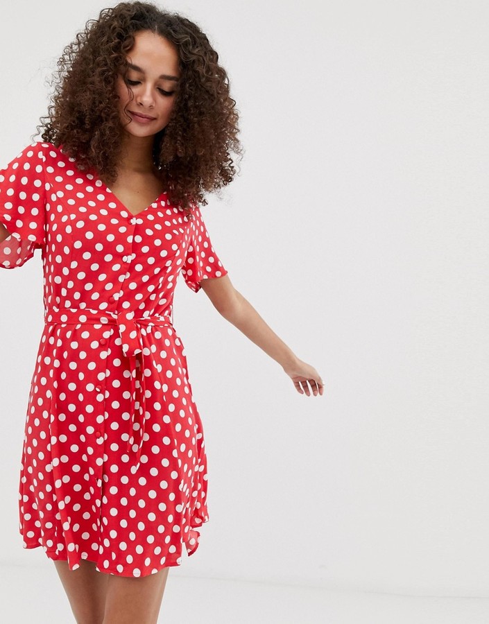 red and white tea dress