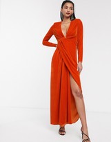Thumbnail for your product : ASOS EDITION EDITION split side plunge maxi dress in velvet