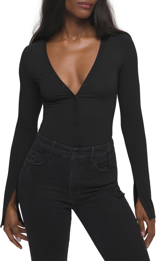 Good American Deep V Henley Bodysuit ShopStyle