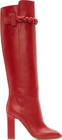 Thumbnail for your product : RED Valentino Valentino Red Leather Braided Appliqué Tall Runway Boots