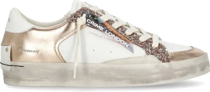 Crime London Sk8 Deluxe glitter panel leather sneakers