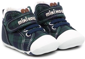 Mikihouse Tartan Touch-Strap Sneakers