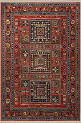 Bloomsbury Market Red Themed Traditional Ethnic Patterned Creative Vintage Decorative Rug Machine Washable