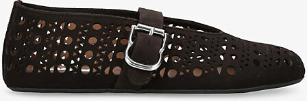 Alaia Womens Dark Brown Vienne Suede Ballet Flats Eur 39 / 6 Uk Women