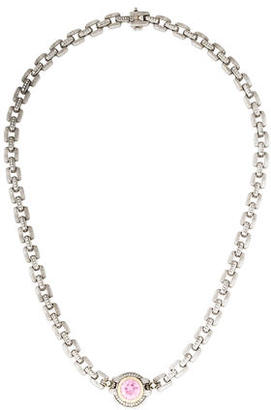 Judith Ripka Two-Tone Pink Crystal & Diamond Necklace