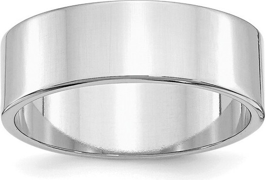 Black Bow Jewelry Co. BlackBowJewelry7mmRhodiumPlatedSterlingSilverLightFlatComfortFitBandSz5
