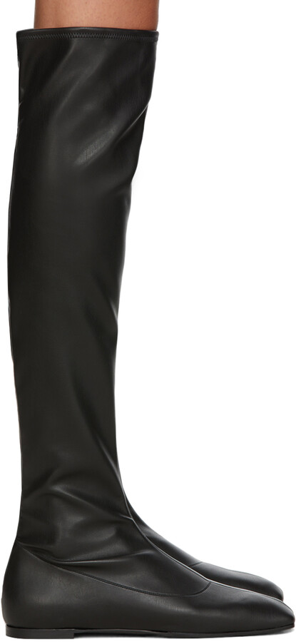 boom nedbryder Betinget Giuseppe Zanotti Black Leather Stretch Tall Boots - ShopStyle