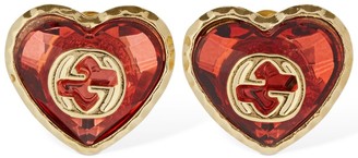 Gucci Interlocking G & Crystal Heart Earrings