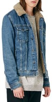 Thumbnail for your product : Topman Men's Denim Jacket With Faux Shearling Collar