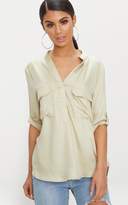Thumbnail for your product : PrettyLittleThing Blush Satin Pocket Front Loose Shirt