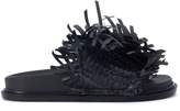 Thumbnail for your product : MM6 MAISON MARGIELA Black Leather Slipper With Interweaving And Fringes