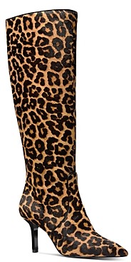 leopard high heel boots