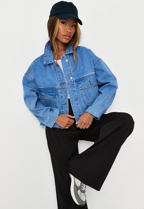 Missguided Blue 90'S Pleat Back Denim Jacket - ShopStyle