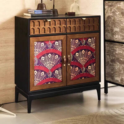 Bungalow Rose Retro Solid Wood Carved Sideboard