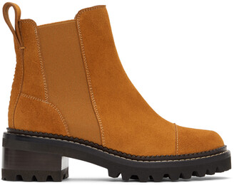 See by Chloe Tan Suede Mallory Ankle Boots