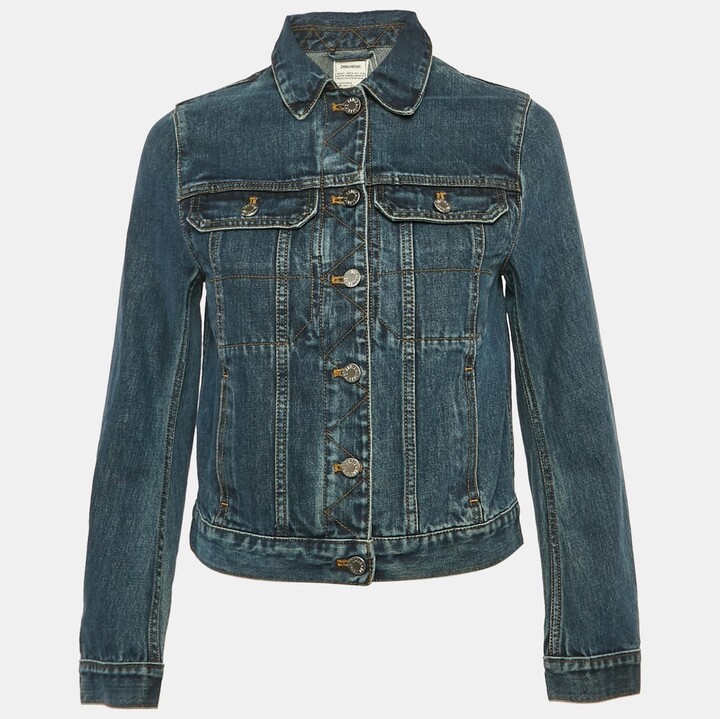 Pre-Owned Zadig & Voltaire Women's Blue Denim Button Front Kioky Art Jacket
