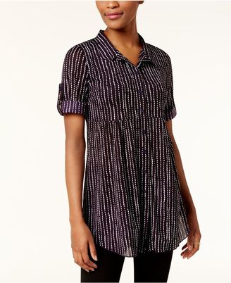 Style&Co. Style & Co Printed Roll-Tab Blouse, Created for Macy's
