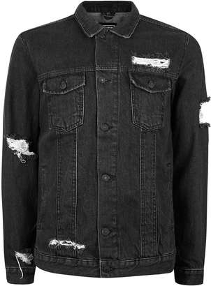 Antioch Black Distressed Denim Jacket*