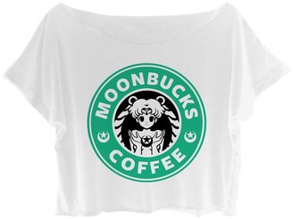 ASA Women's Crop Top Sailor Moon T-shirt Moonbucks Coffee Shirt
