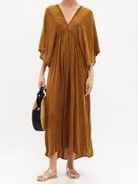 Thumbnail for your product : Mes Demoiselles Batwing-sleeve Bias-cut Twill Midi Dress - Bronze