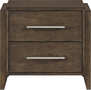 Hokku Designs Transitional Dark Walnut Finish Two Drawers Nightstand 1pc Wooden Bedroom Furniture Solid Rubberwood