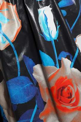 MSGM Coated Floral-print Cotton Midi Skirt