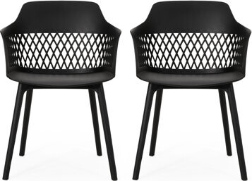 George Oliver Azalea Outdoor Chair - Weather  Stable Frame Minimalist Outlook Black Polypropylene 22.63in Depth 21.51in Width 32.57in Height 12.11lb Weight C