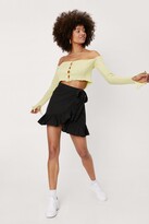 Thumbnail for your product : Nasty Gal Womens High Waisted Linen Look Wrap Ruffle Mini Skirt - Black - 14