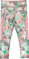 Thumbnail for your product : Mayoral Geometric Paneled Ponte Leggings, Coral/Aqua, Size 8-16