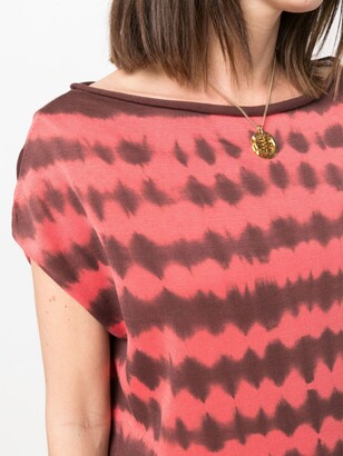 Malo Tie-Dye Print Cap-Sleeve Knitted Top