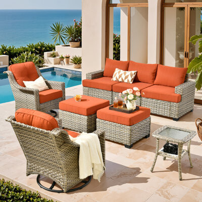 Lark Manor 8 - Piece Outdoor Wicker Sectional Seating Group with Cushions