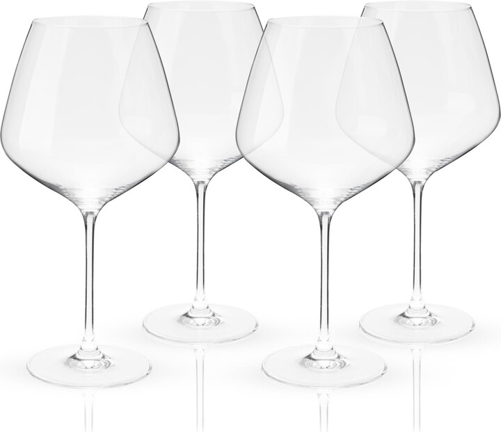 Viski Reserve European Crystal Burgundy Glasses Set of 4