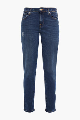 7 For All Mankind Distressed Mid-rise Slim-leg Jeans