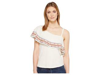 Lucky Brand Embroidered Off the Shoulder Top Women's Clothing
