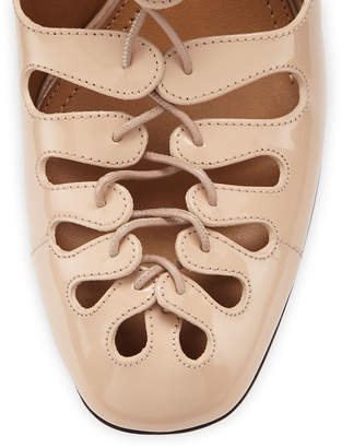 The Row Dixie Patent Lace-Up Mule, Beige