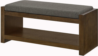 Accent Bench With Lower Shelf Shoe Rack, Padded Seating Bench