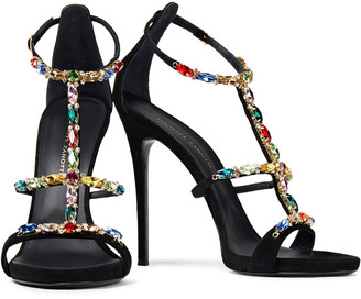 Giuseppe Zanotti Crystal-embellished Suede Sandals