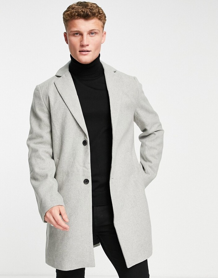 Mens Light Grey Overcoat | Shop the world's largest collection of fashion |  ShopStyle