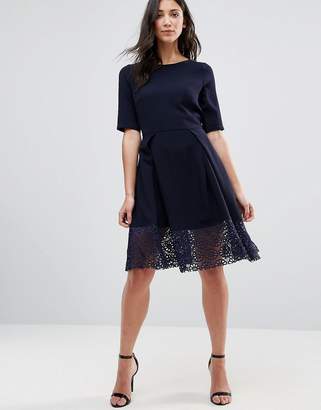 Traffic People 3/4 Sleeve Lace Skater Dress