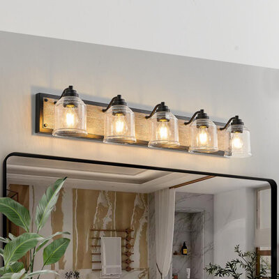 Breakwater Bay 5-Light Bathroom Wall Sconce with Clear Seeded Glass Shades