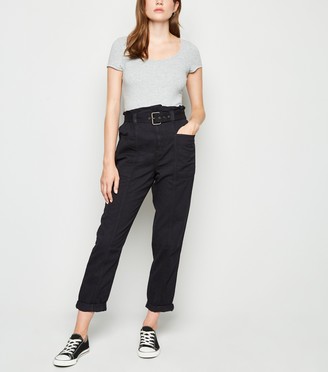 New Look Denim High Waist Belted Utility Trousers