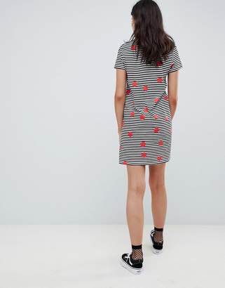Noisy May Spot and Stripe Print T-Shirt Dress