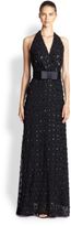 Thumbnail for your product : Milly Sequin-Dot Belted Emma Gown