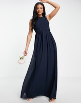 Thumbnail for your product : TFNC Bridesmaid chiffon maxi dress with deep cowl back in navy