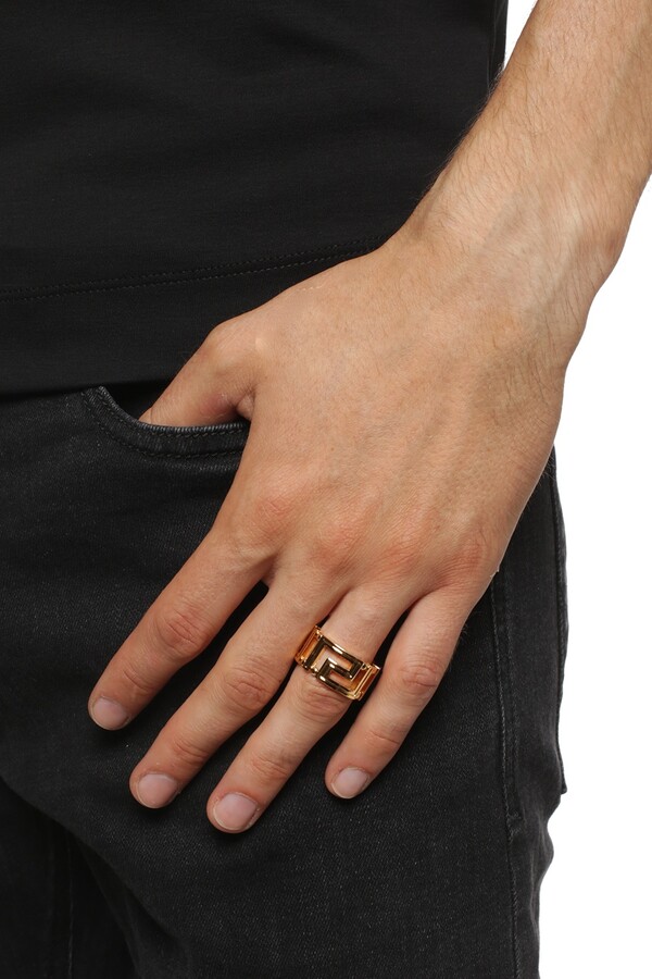 Versace Greek Key Pattern Ring Men's Gold - ShopStyle Jewelry