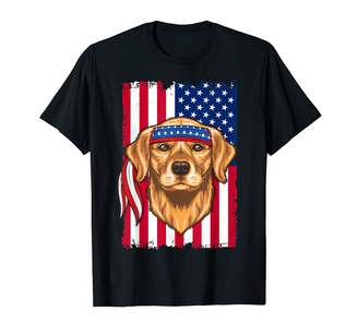 Golden Retriever 4th of July Shirt Fun American Flag USA T-Shirt