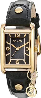 Co SO & New York Women's 5024.2 Madison Gold-Tone Stainless Steel Watch with Black Leather Band