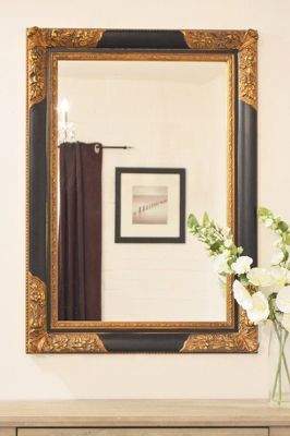 MirrorOutlet Large Black/gold Antique Style Wood Rectangle Wall Mirror 3Ft8 X 2Ft8 112X81Cm Single (30)